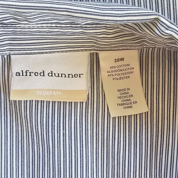 Alfred Dunner Womens Striped Button-Down Shirt 20W Sequin Floral Design - Picture 5 of 6